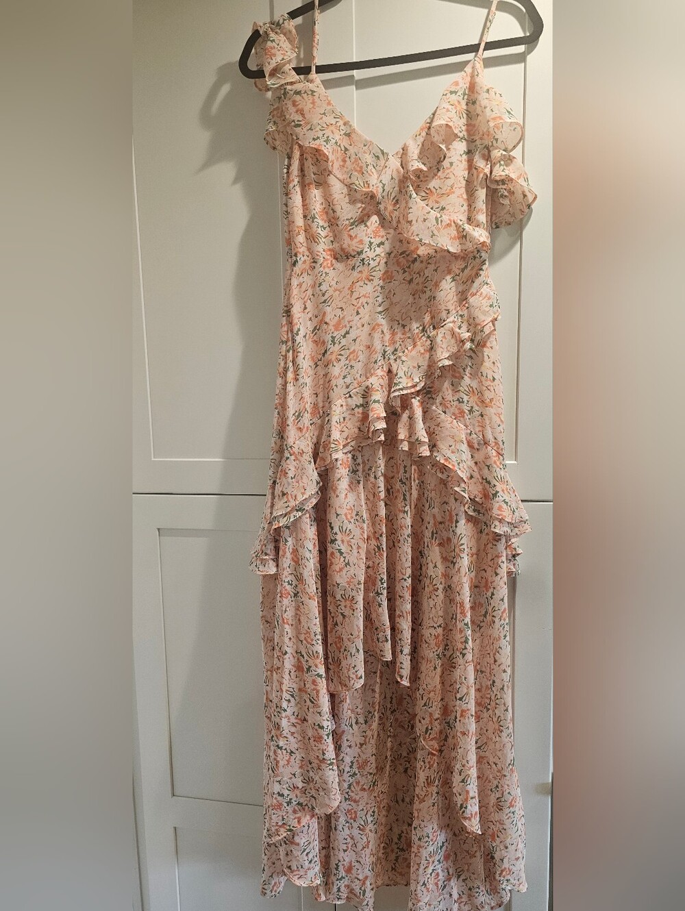 Astr Floral Ruffle Wrap Maxi Dress - Peach Pink - Picture 2 of 4